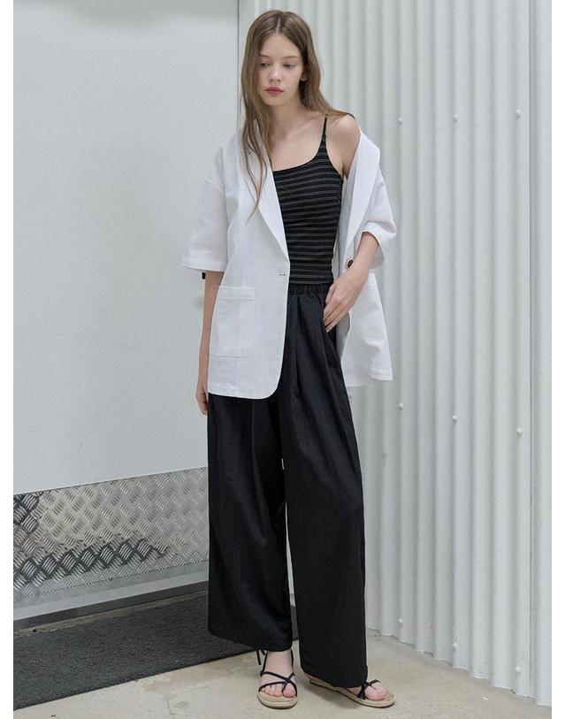 아방 Linen Overfit Basic Tailored Jacket - White 착용컷