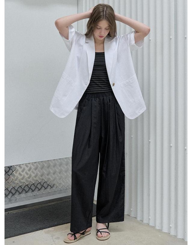 아방 Linen Overfit Basic Tailored Jacket - White 착용컷