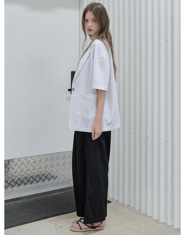 아방 Linen Overfit Basic Tailored Jacket - White 착용컷
