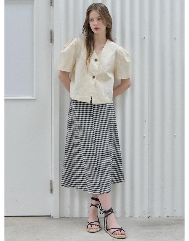 아방 Two-Way Puff Blouse Jacket - Yellow 착용컷