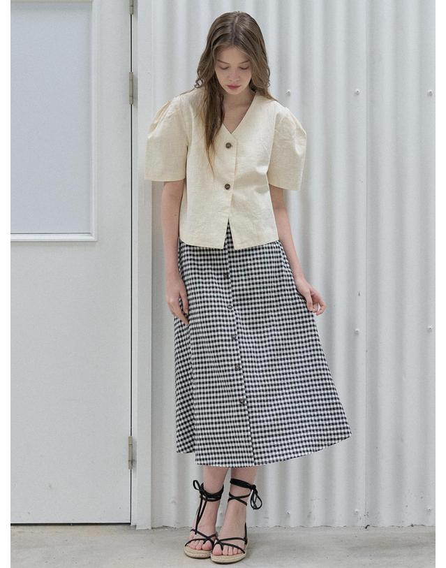 아방 Two-Way Puff Blouse Jacket - Yellow 착용컷