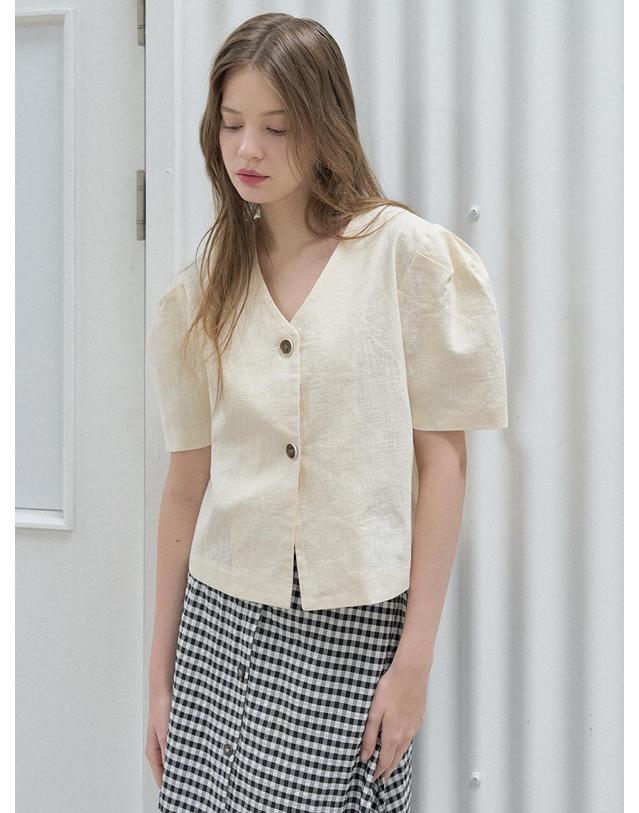 아방 Two-Way Puff Blouse Jacket - Yellow 착용컷