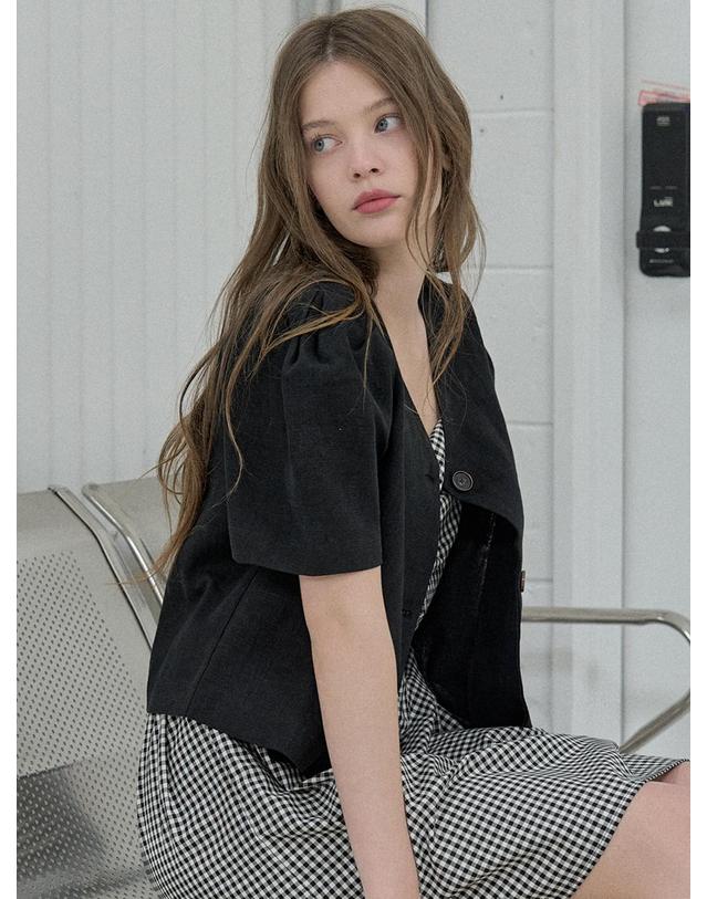 아방 Two-Way Puff Blouse Jacket - BLACK 착용컷