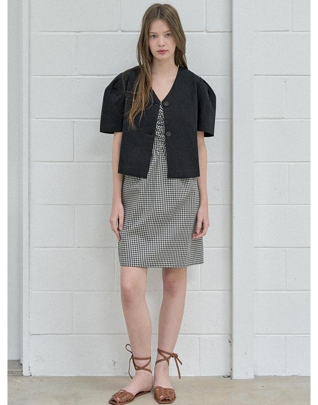 아방 Two-Way Puff Blouse Jacket - BLACK 착용컷