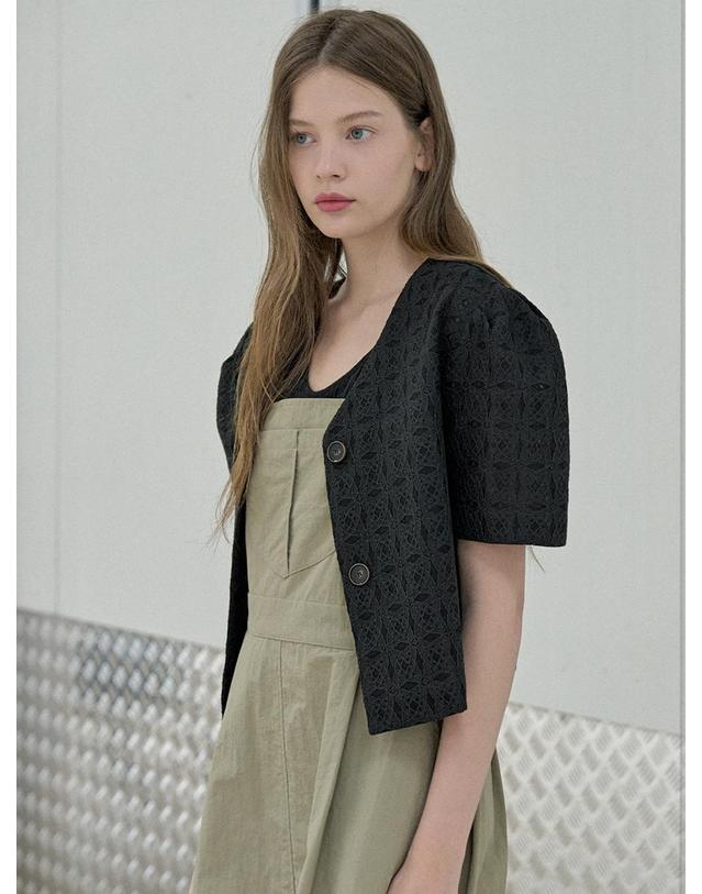 아방 Lace Puff Blouse Jacket - BLACK 착용컷