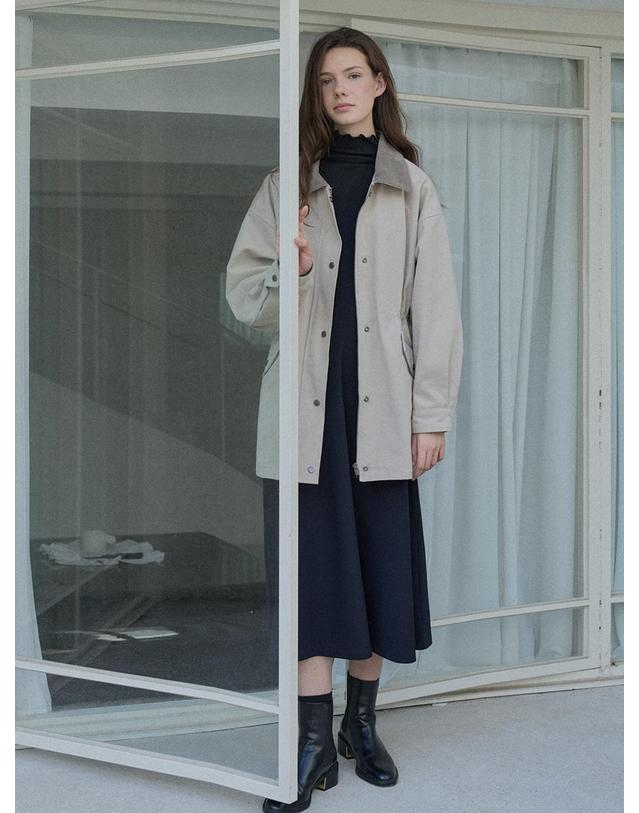 아방 Corduroy Collar Safari Jumper - BEIGE 착용컷