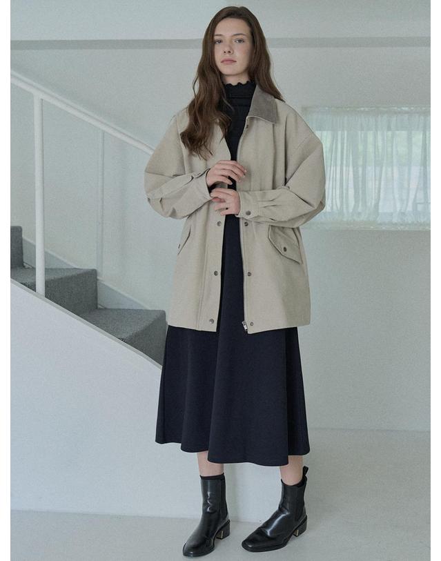 아방 Corduroy Collar Safari Jumper - BEIGE 착용컷