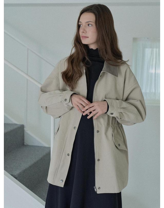 아방 Corduroy Collar Safari Jumper - BEIGE 착용컷