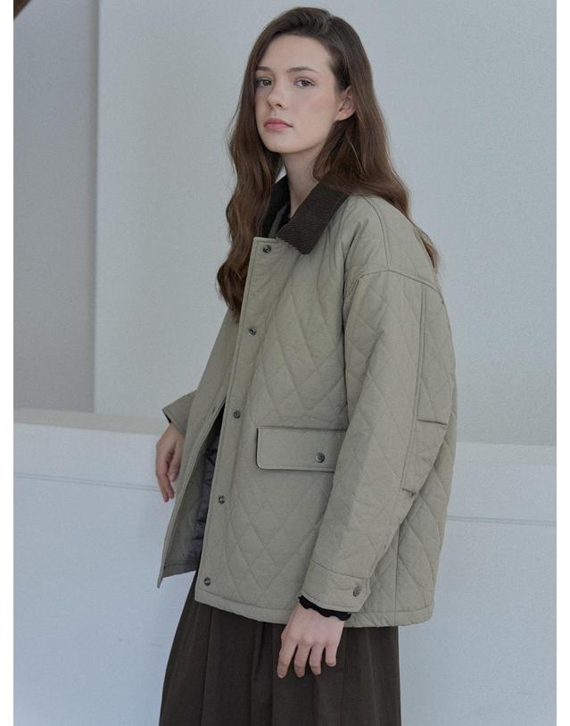 아방 Diamond Quilted Safari Jacket - BEIGE 착용컷