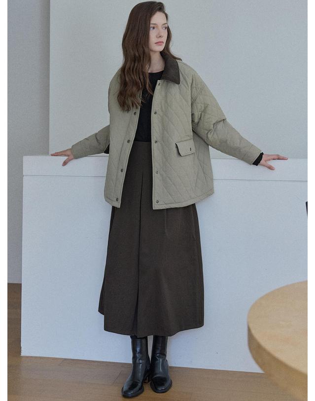 아방 Diamond Quilted Safari Jacket - BEIGE 착용컷