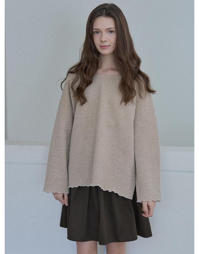 아방 Wool Oversize Unbalanced Knit - BEIGE 착용컷
