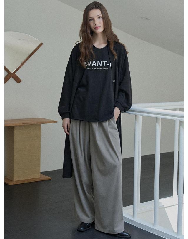 아방 Corduroy Banding Wide Pants - MOCHA 착용컷
