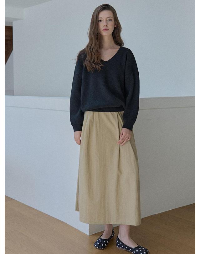 아방 Waistband Volume Maxi Skirt - BEIGE 착용컷