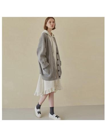 [3차리오더] Hooded Frill Long Dress - Otmeal