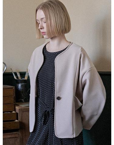 Round Sleeve Cardigan Jacket - Beige
