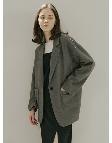 Small Check Overfit Jacket - Black
