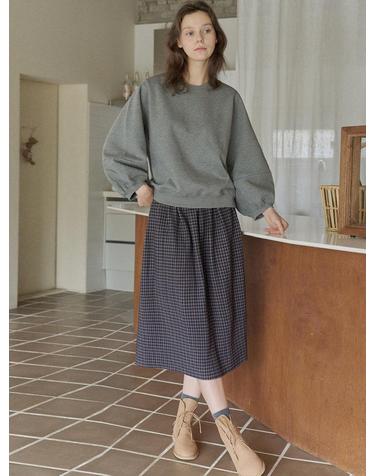 Check Pleated Banding Skirt - NAVY