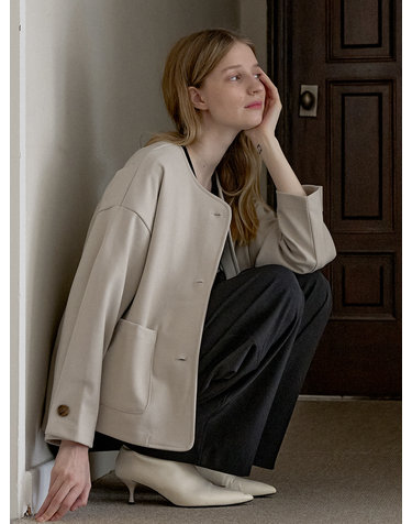Overfit Round TR Jacket - BEIGE