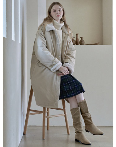 [4차리오더] Safari Fur Long Padding Jumper - BEIGE