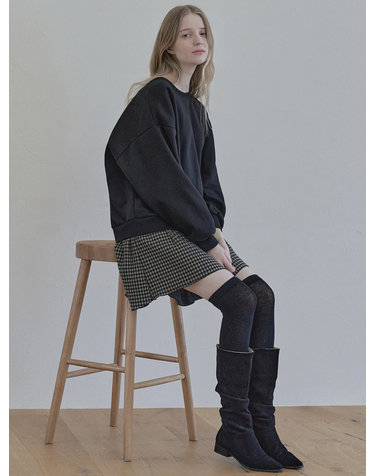 Check Combi Sweatshirt Mini Dress - BLACK(기모)