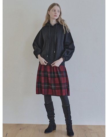 Tartan Check Pleated Midi Skirt - RED