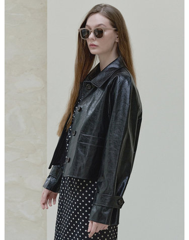 Fake Leather Trucker Jacket - black