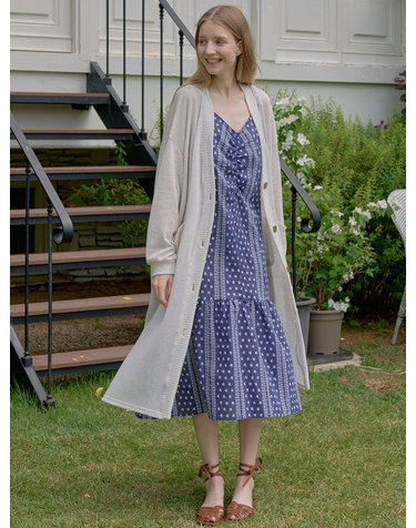 Linen Long Knit Cardigan - OATMEAL