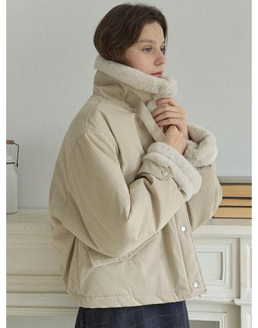 [4차리오더]Modern Fur Short Padding Jumper - BEIGE