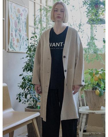 Linen Long Jacket - OATMEAL