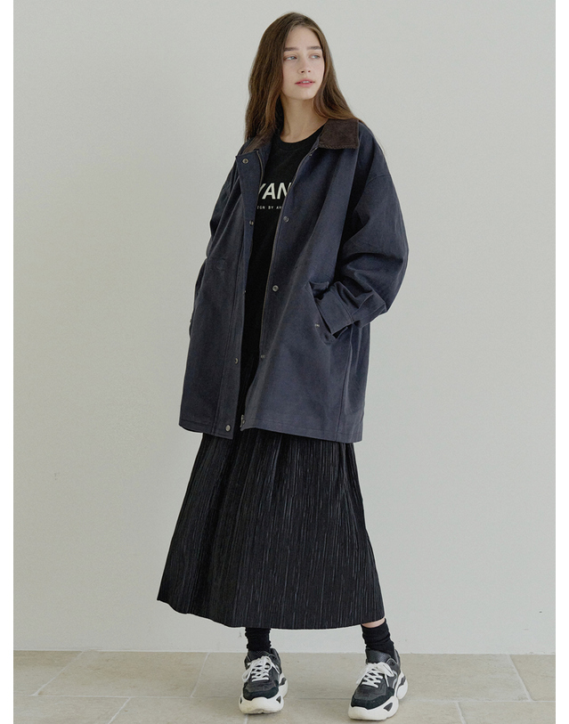 아방 Logo MTM Pleated Mix Dress - BLACK 착용컷