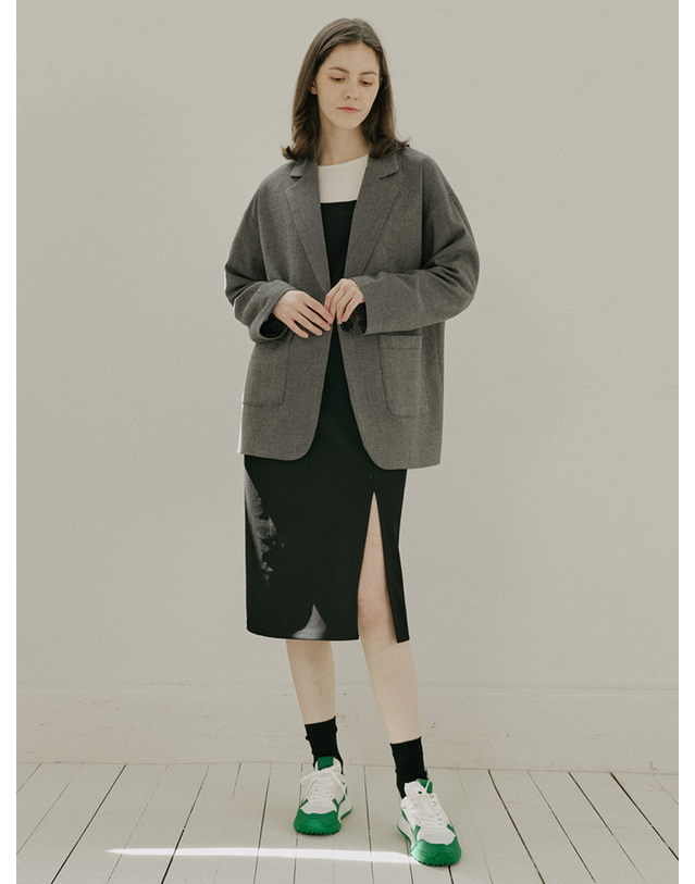 아방 Small Check Overfit Jacket - Black 착용컷