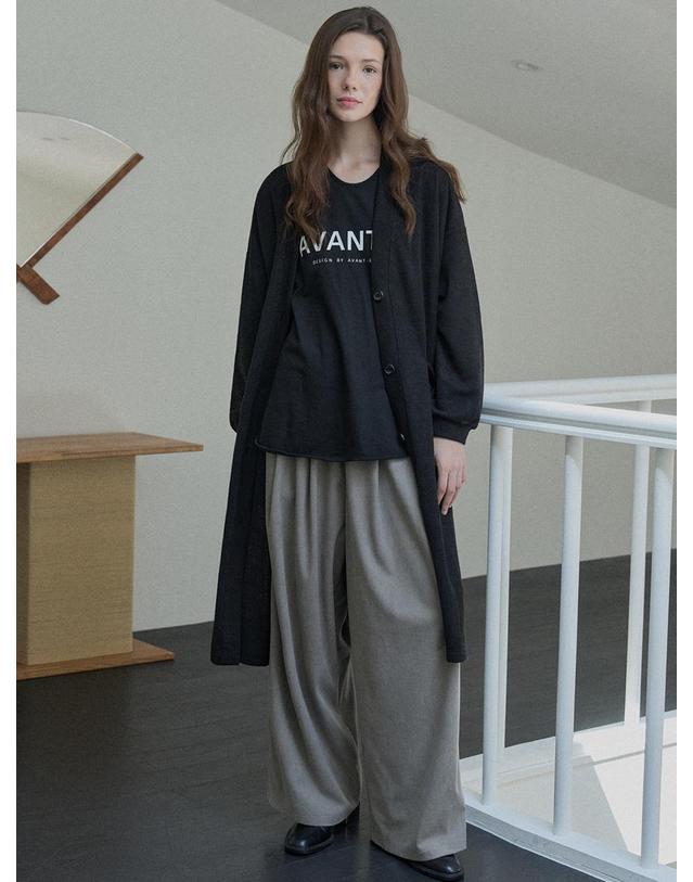 아방 Oversize Long Knit Cardigan - BLACK 착용컷