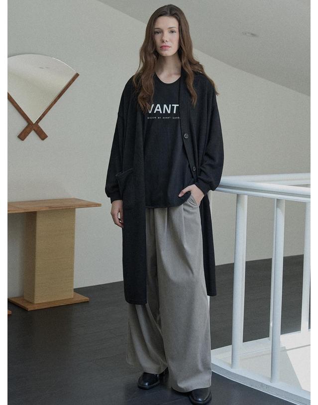 아방 Oversize Long Knit Cardigan - BLACK 착용컷