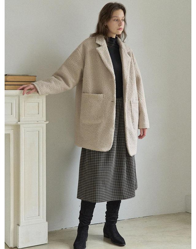 아방 Check Pleated Banding Skirt - BLACK 착용컷