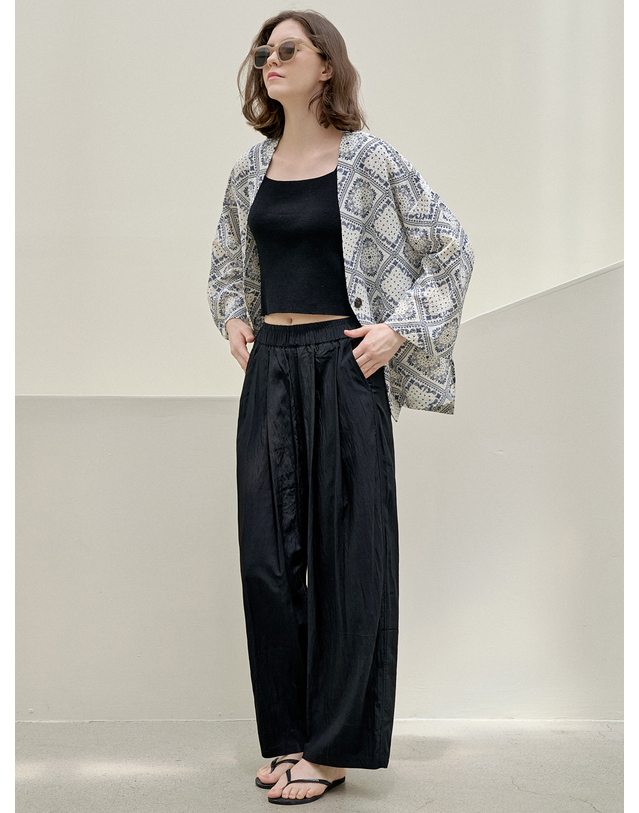 아방 Summer Wide Banding Pants - BLACK 착용컷