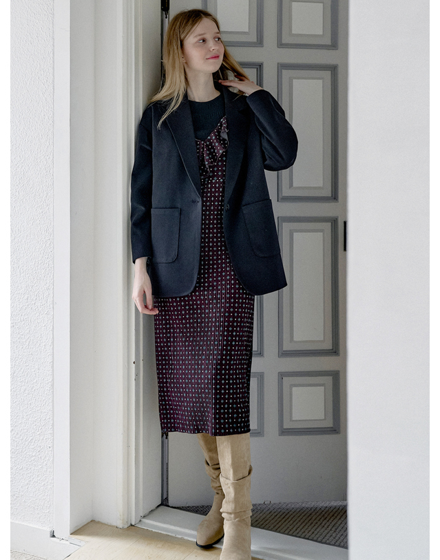 아방 Herringbone Oversize Jacket - BLACK 착용컷