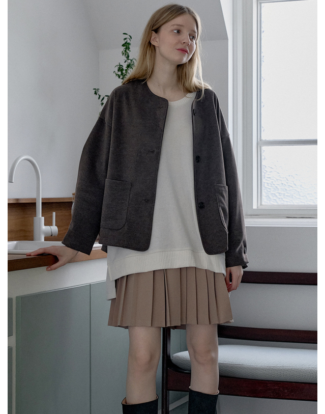 아방 Overfit Round TR Jacket - BROWN 착용컷