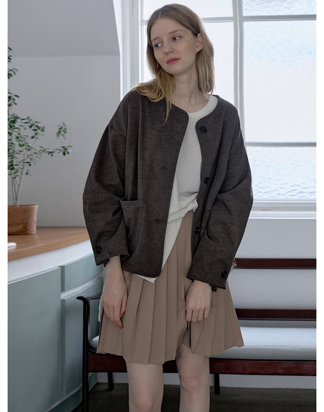 아방 Overfit Round TR Jacket - BROWN 착용컷