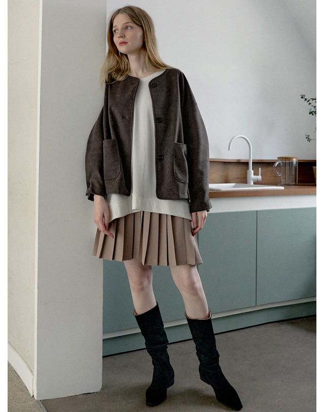 아방 Overfit Round TR Jacket - BROWN 착용컷