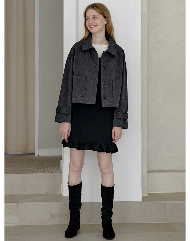 아방 Herringbone Trucker Jacket - CHARCOAL 착용컷