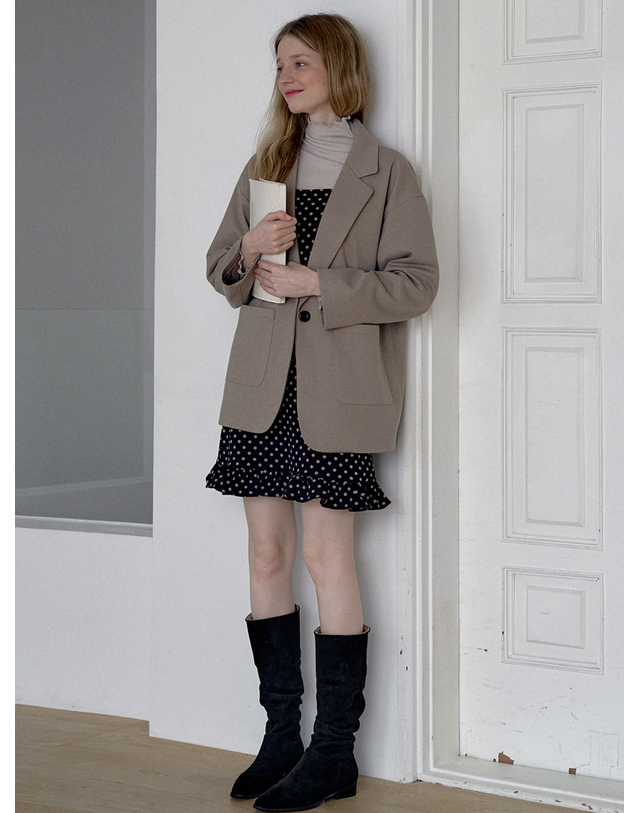 아방 Frill Mini Dot Sleeveless Dress - NAVY 착용컷
