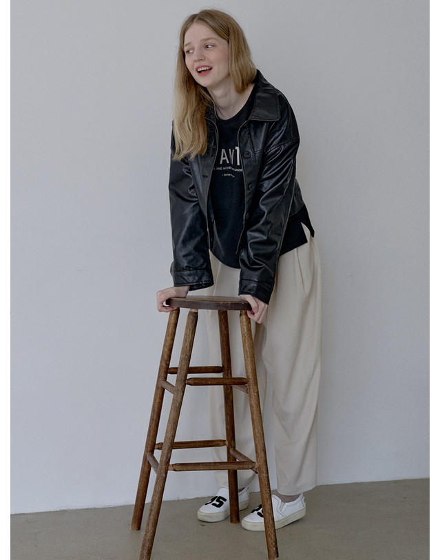 아방 Poly Spandex Wide Banding Pants - CREAM 착용컷