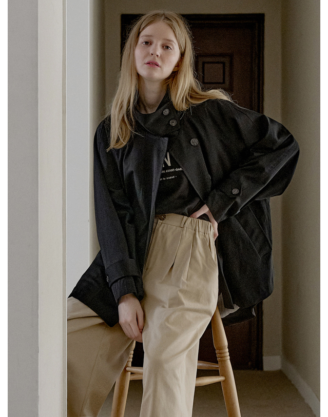 아방 Cotton Banding Dart Baggy Pants - BEIGE 착용컷