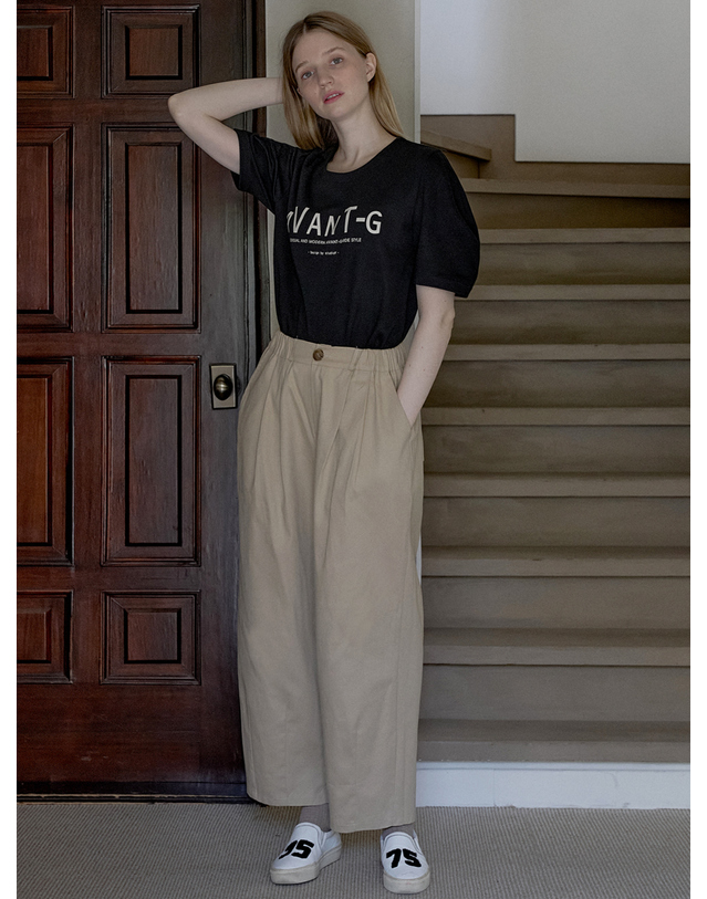 아방 Cotton Banding Dart Baggy Pants - BEIGE 착용컷