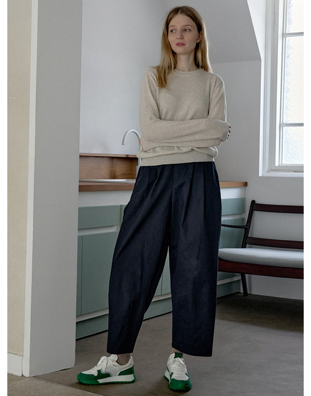 아방 Cotton Banding Dart Baggy Pants - NAVY 착용컷