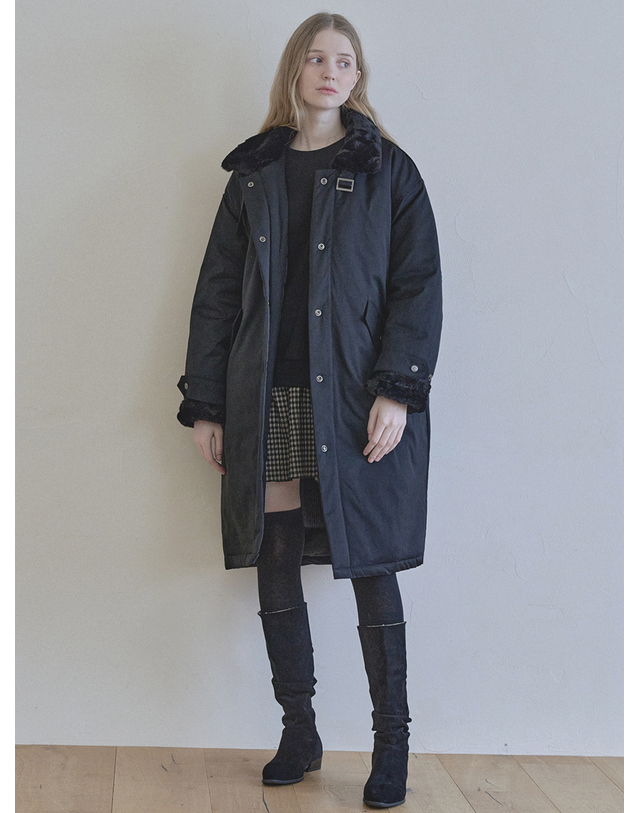 아방 Check Combi Sweatshirt Mini Dress - BLACK(기모) 착용컷