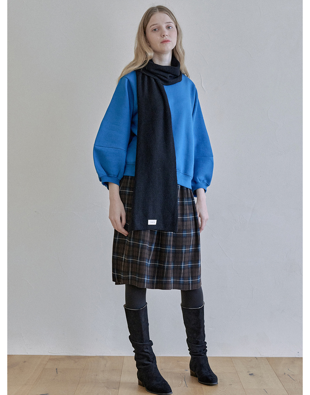 아방 Tartan Check Pleated Midi Skirt - BROWN 착용컷
