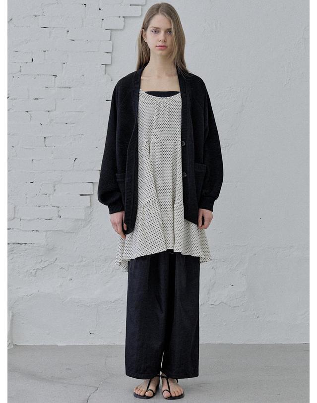 아방 Dolman Overfit Long Cardigan - black 착용컷