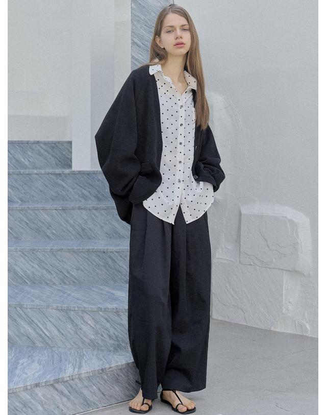 아방 Dolman Overfit Long Cardigan - black 착용컷