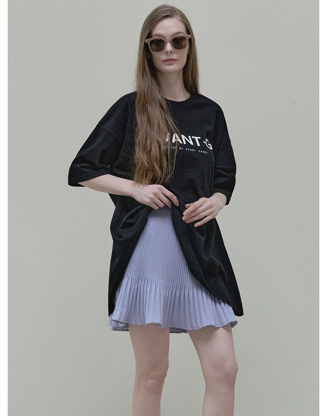 아방 A-line Mini Pleated Skirt - violet 착용컷